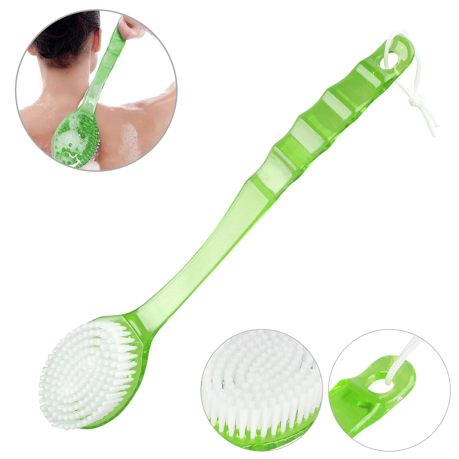 Body Back Bath Brush - for Shower with Long Handle, Back Washer Scrubber NEW