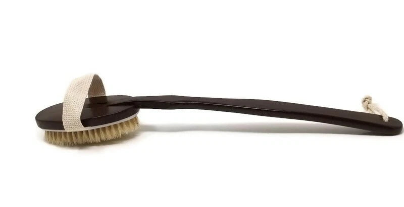 Wooden Bath Shower Brush With Removable Handle, Long Handle Back Scrubber