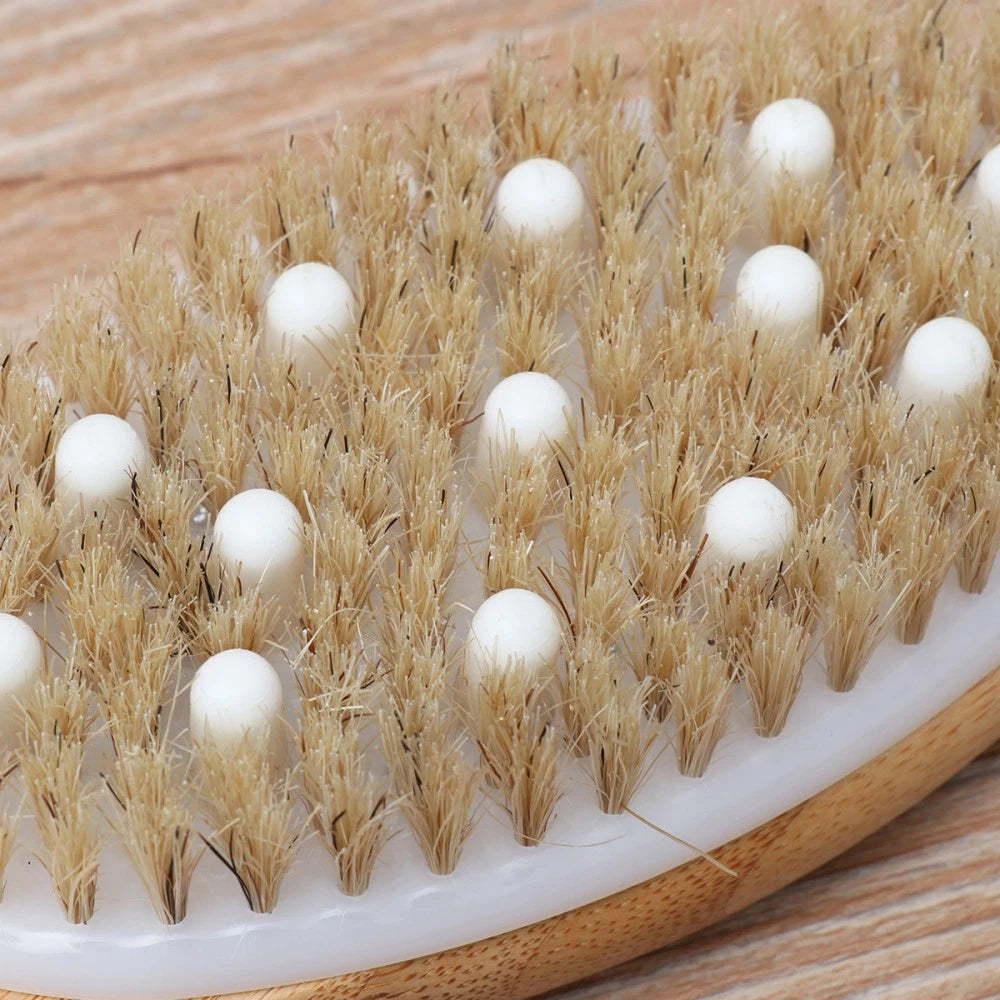 Soft Bead Massage Brush Shower Bath Wash Exfoliating Tool with Handle