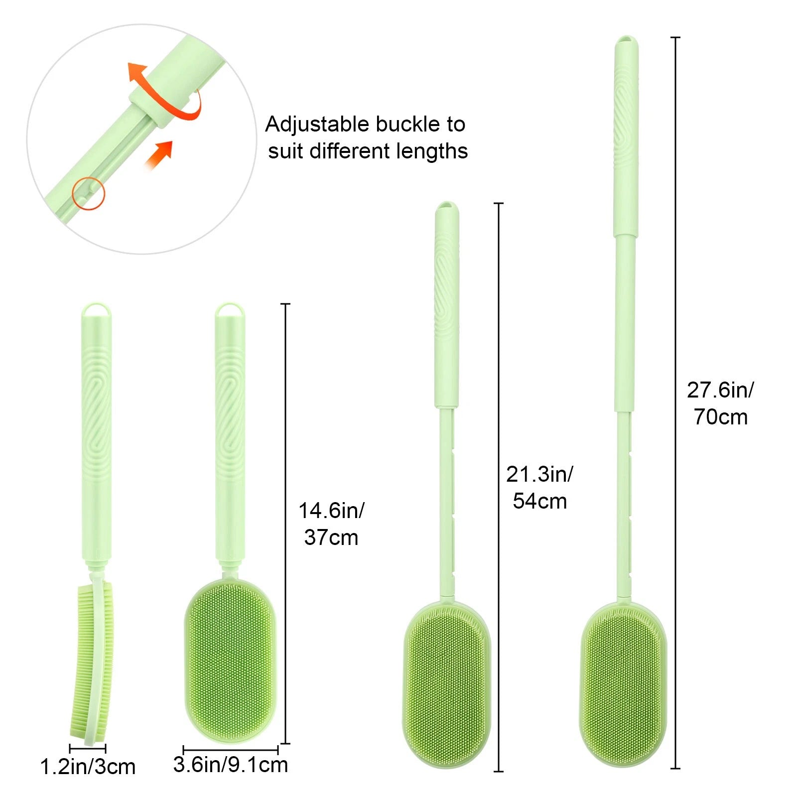 Telescopic Rotating Bath Brush Back Scrubber Long Handle Shower Body Exfoliator