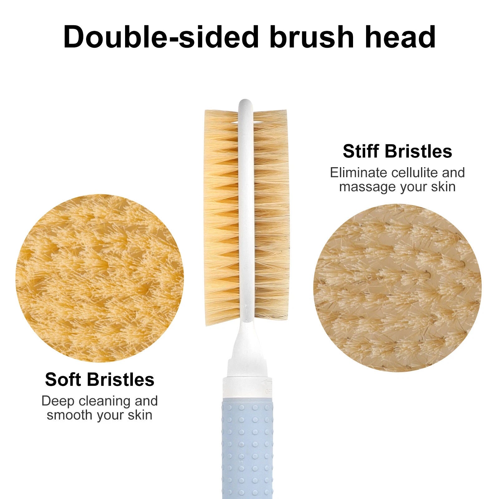 Telescopic Dual-Sided Back Scrubber w/ Long Handle Dual-Sided Bristles for Bath
