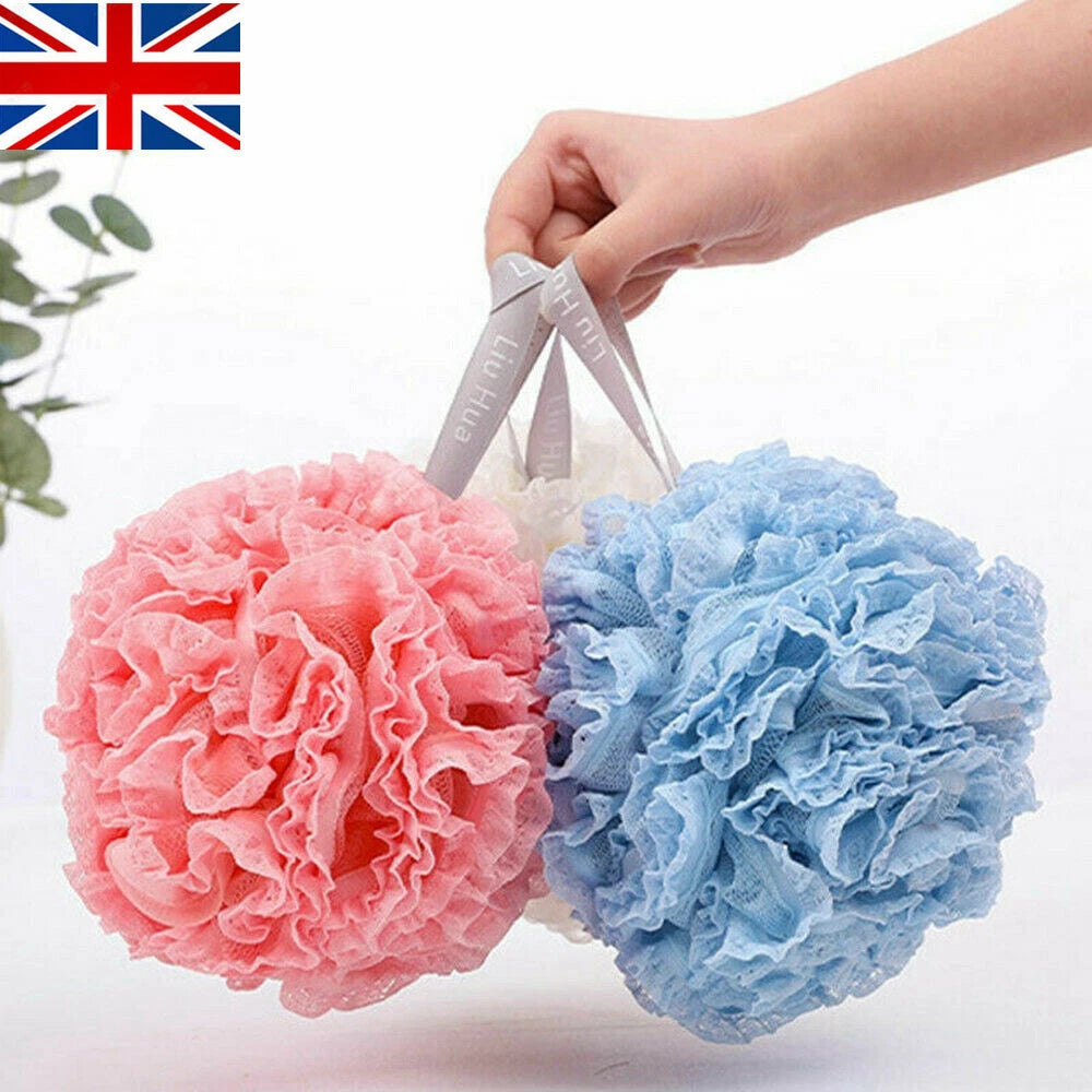 NEW Exfoliating Body Scrubber Sponge Flower Brush Puff Bath Loofah Mesh Shower