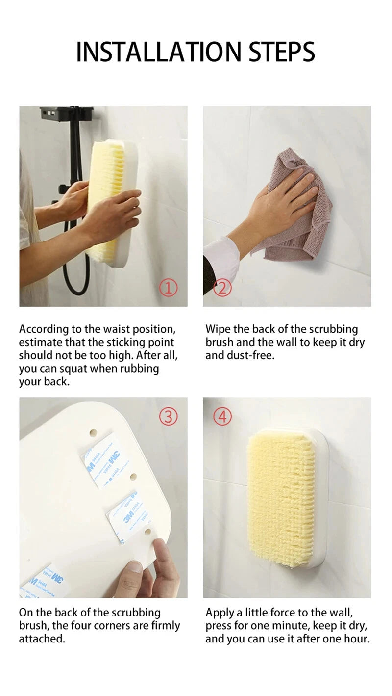 Scrubber Wall Mounted Body Brush Back Shower Large Exfoliating Rub Bathroom Pad