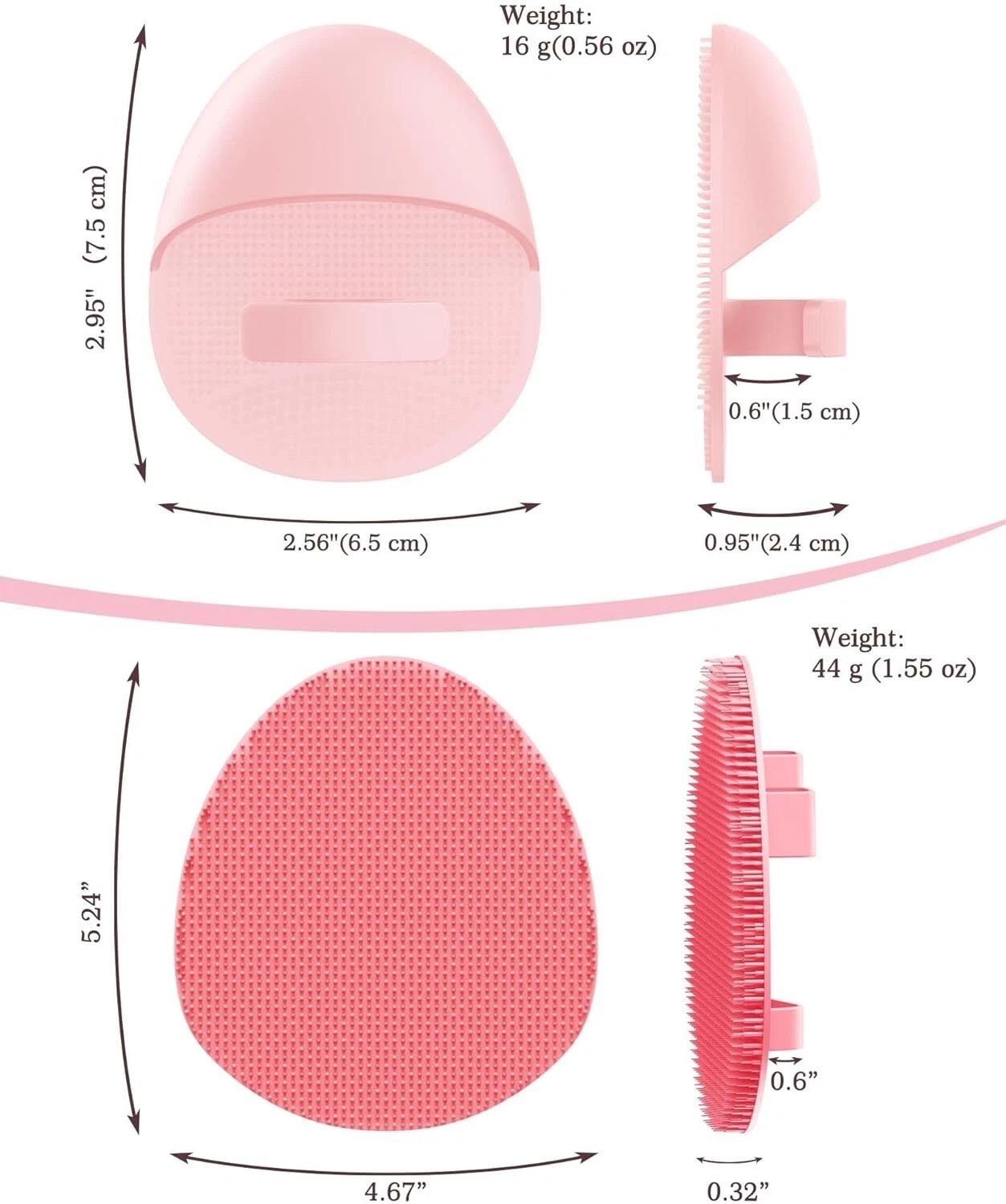 Silicone Back Scrubber (Thick Bristles) & Bath Glove & Face Brush Set(3Pcs), Sup