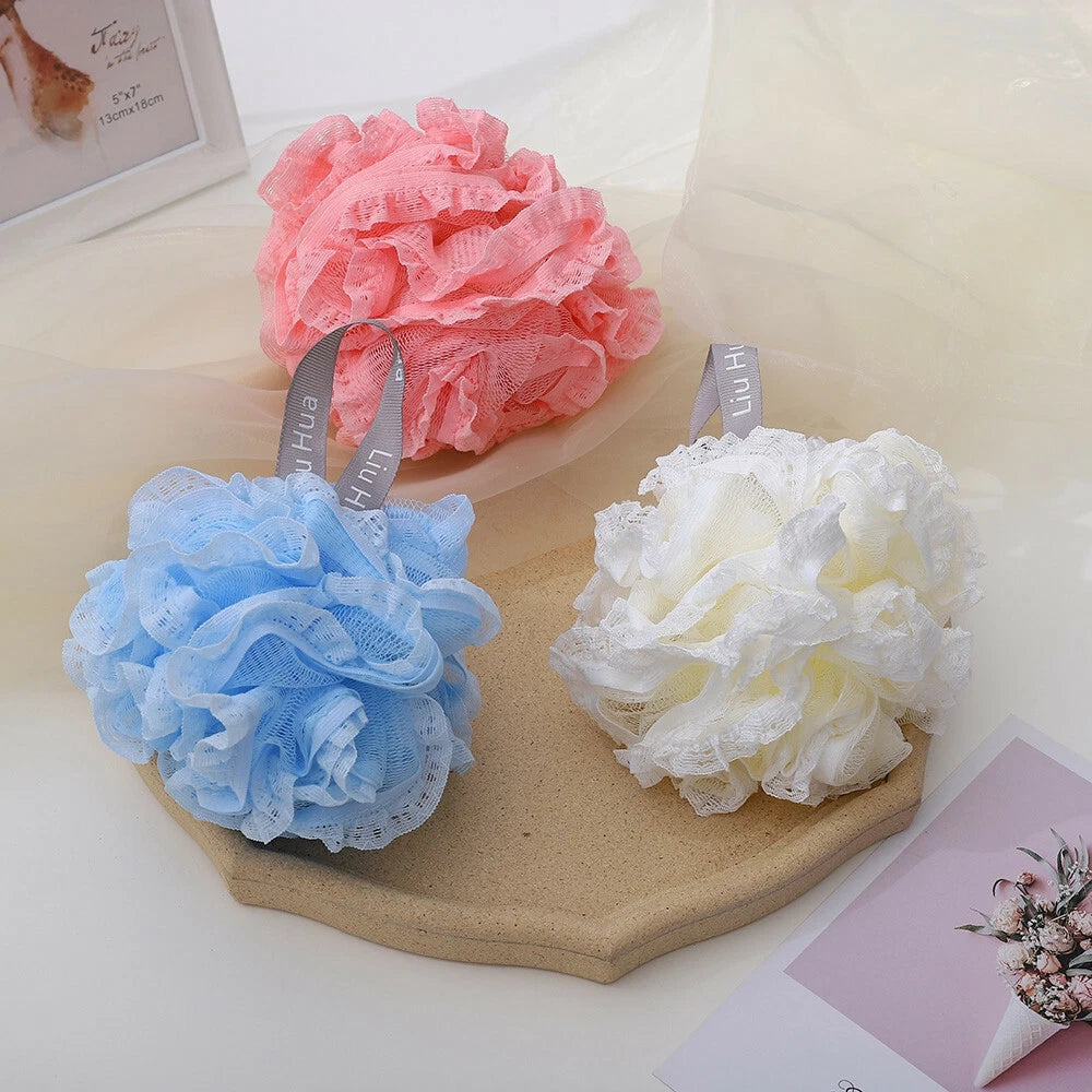 NEW Exfoliating Body Scrubber Sponge Flower Brush Puff Bath Loofah Mesh Shower