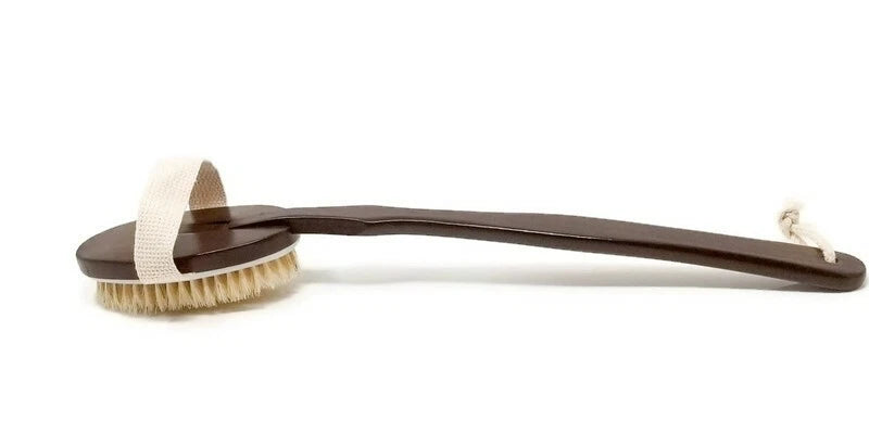Wooden Bath Shower Brush With Removable Handle, Long Handle Back Scrubber