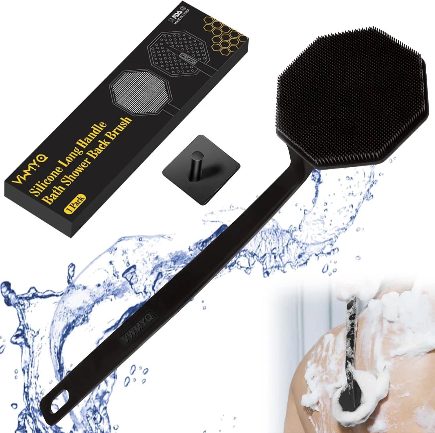 Vwmyq Silicone Back Scrubber for Shower,back Washer for Shower Men, Lengthen Bat