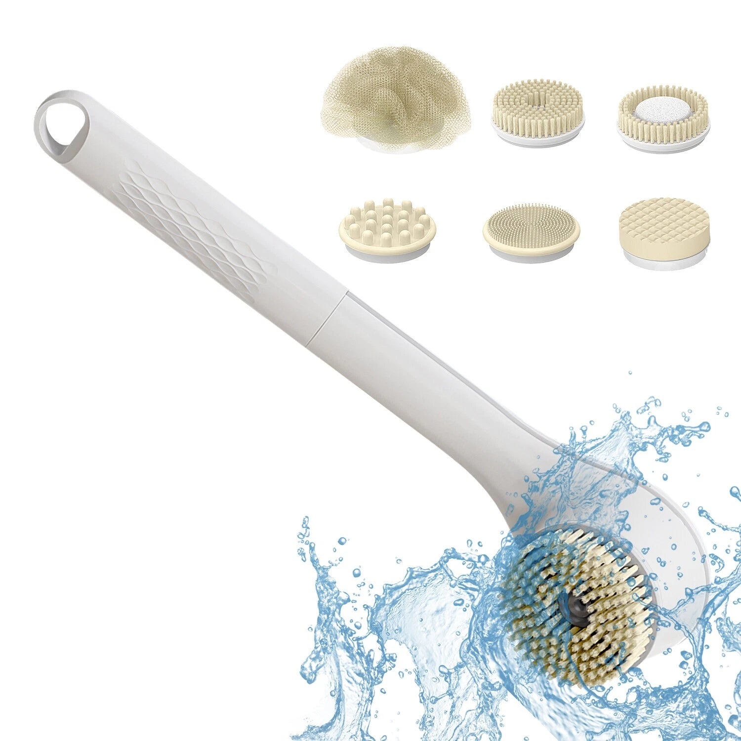 Electric Body Brush Sponge Brush Shower Back Scrubber Long Handle Waterproof