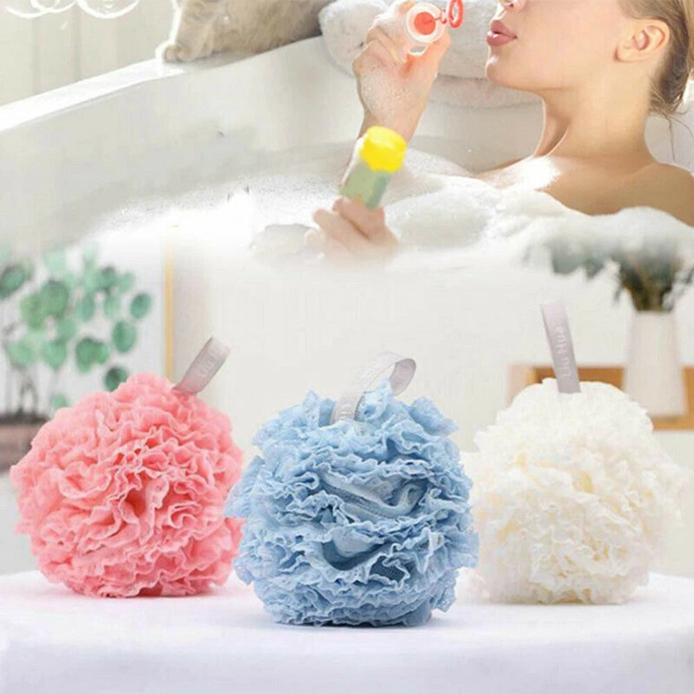 NEW Exfoliating Body Scrubber Sponge Flower Brush Puff Bath Loofah Mesh Shower