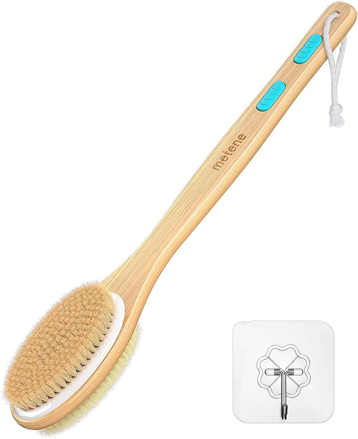 Shower Brush Soft and Stiff Bristles, Bath Dual-Sided Long Handle Back Scrubber