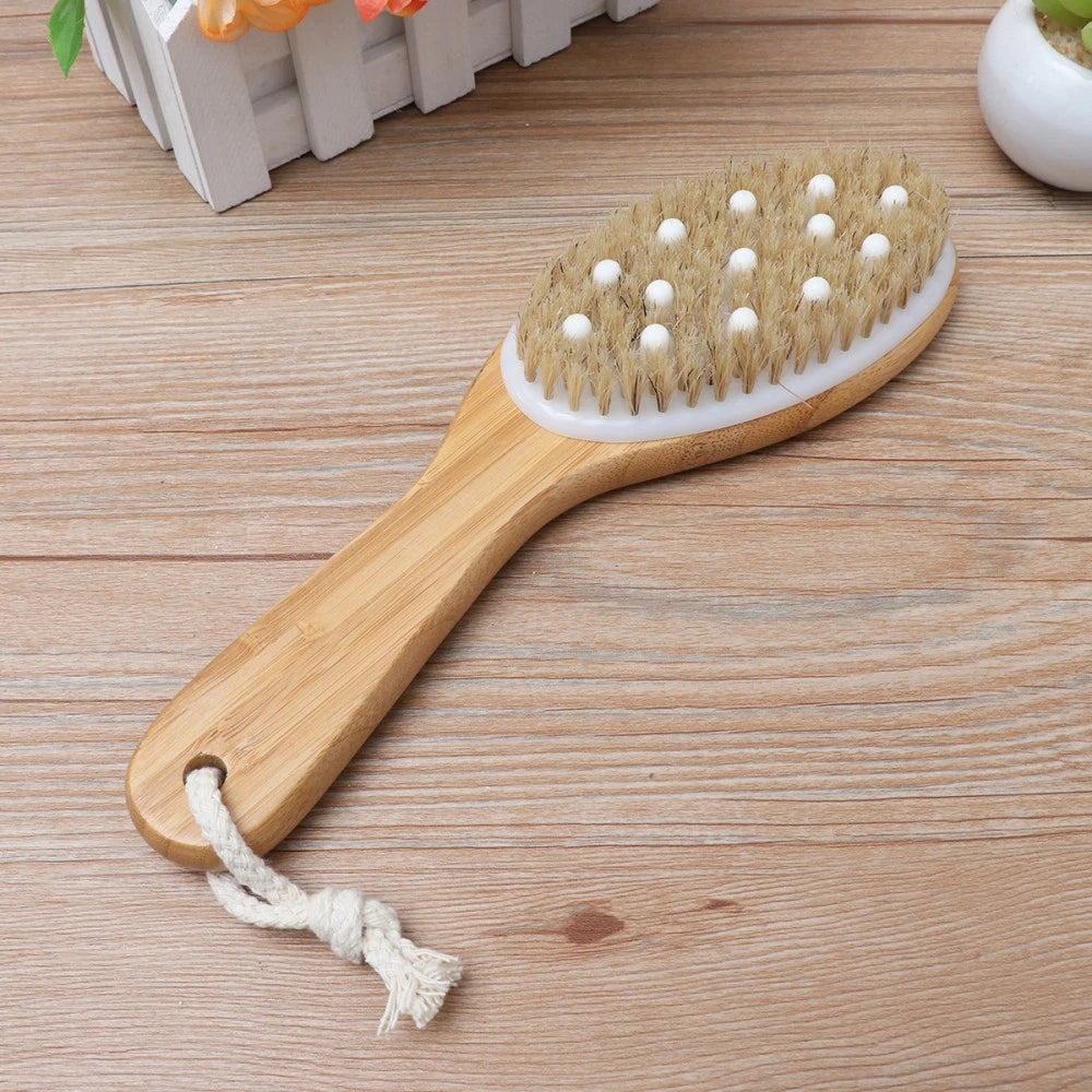 Soft Bead Massage Brush Shower Bath Wash Exfoliating Tool with Handle