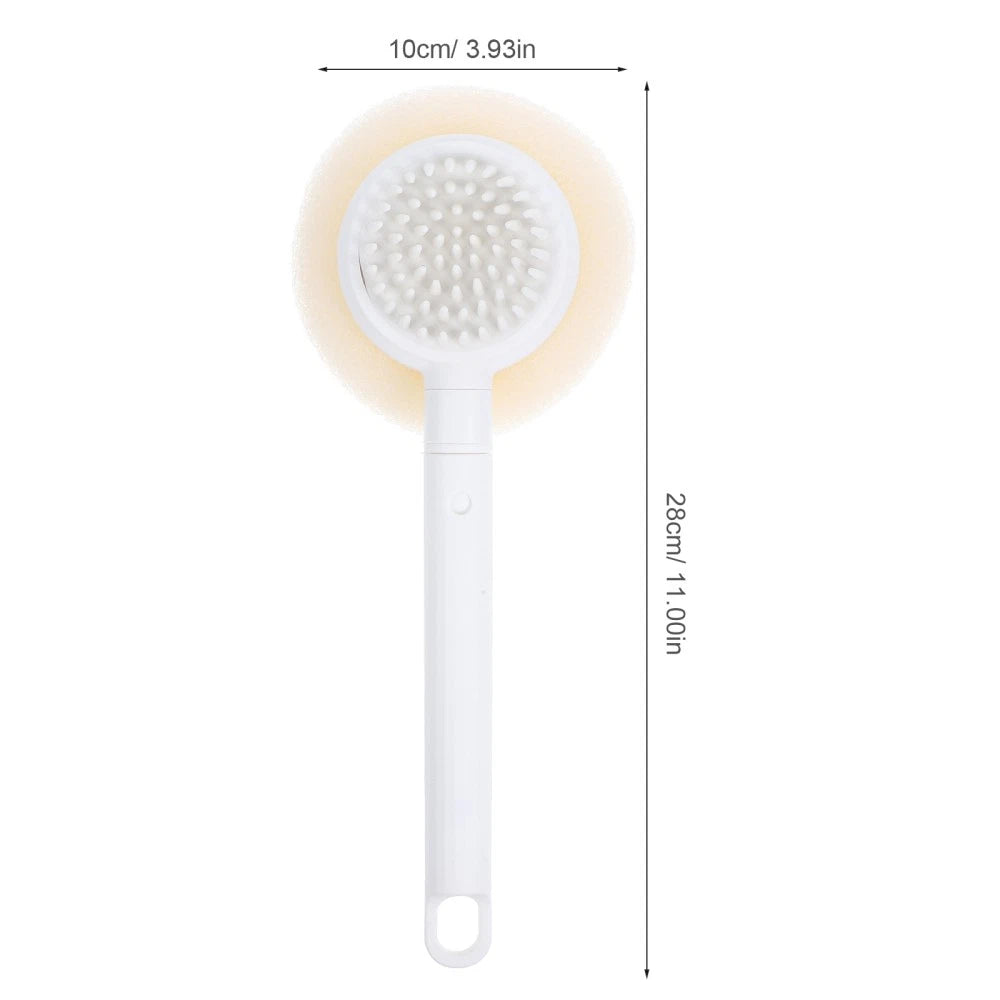 Plastic Exfoliating Bath Brush Beige Scrubber with Long Handle 28 cm