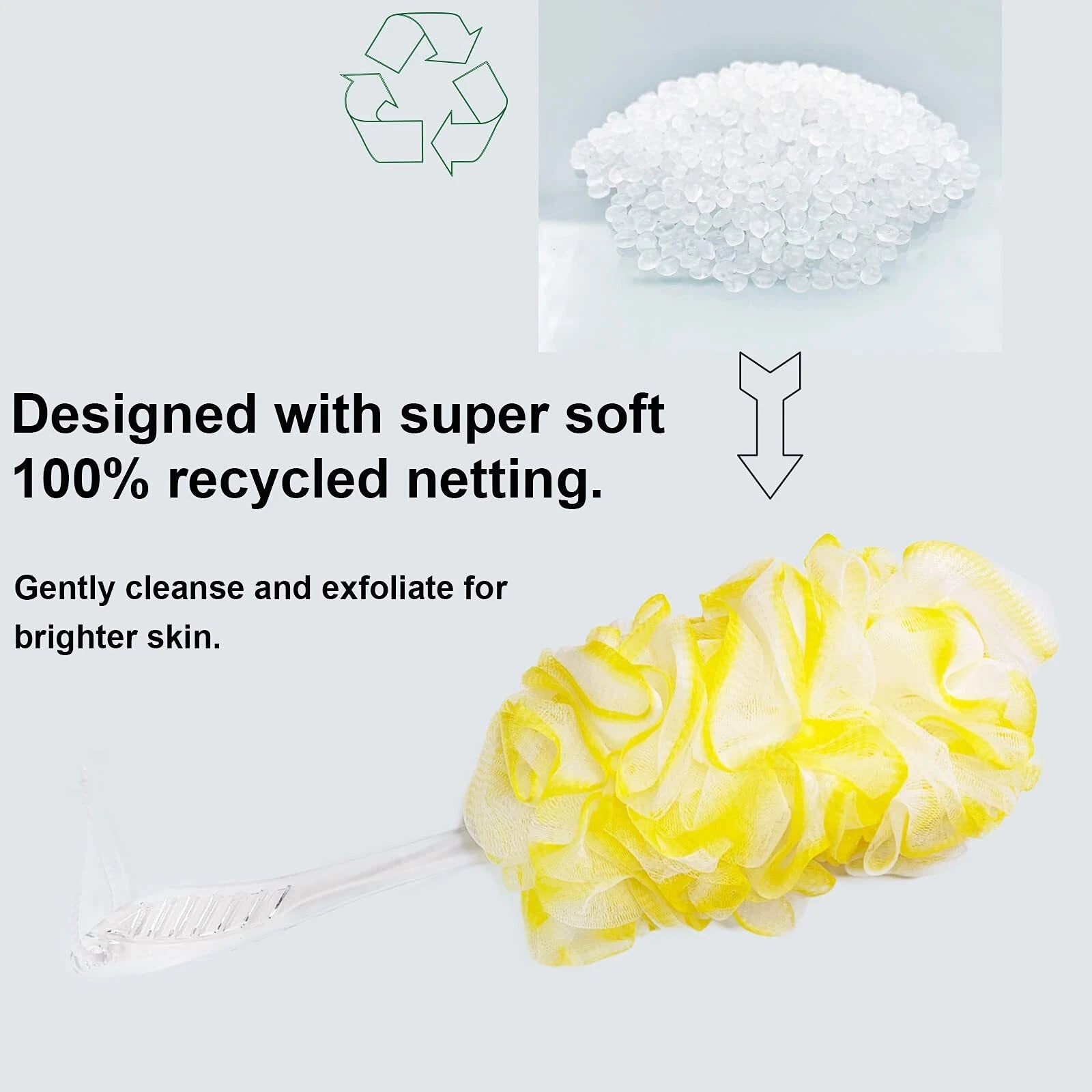 PPHAO - Back Bath Brush - Long Handle Shower Scrubber - Yellow Loofah Exfolia...