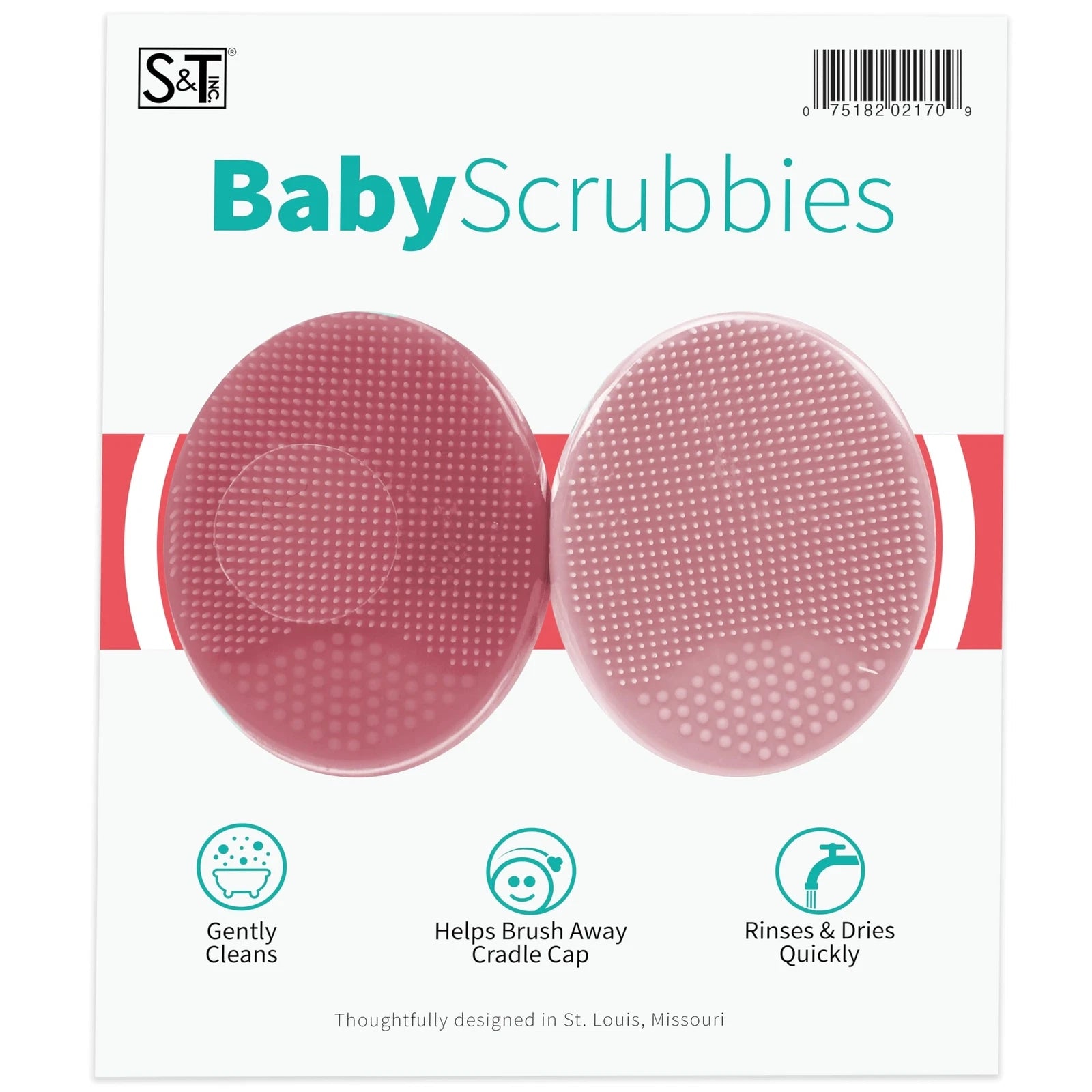 Pink Exfoliating Massaging Cradle Cap Bath Brushes 2"x2.5" Baby 2 Pack