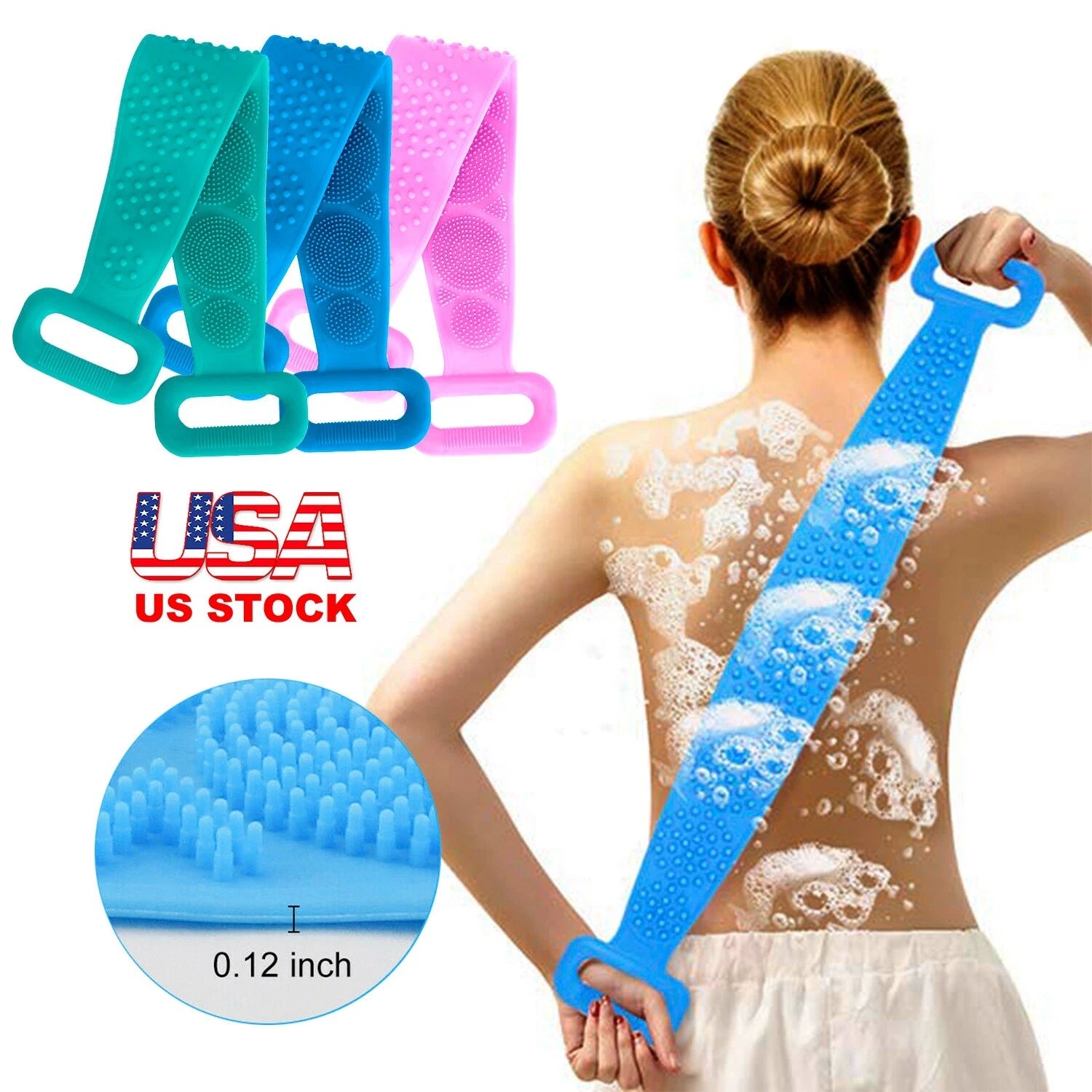Silicone Body Scrubber Shower Bath Body Brush for Men Women Washer Exfoliating