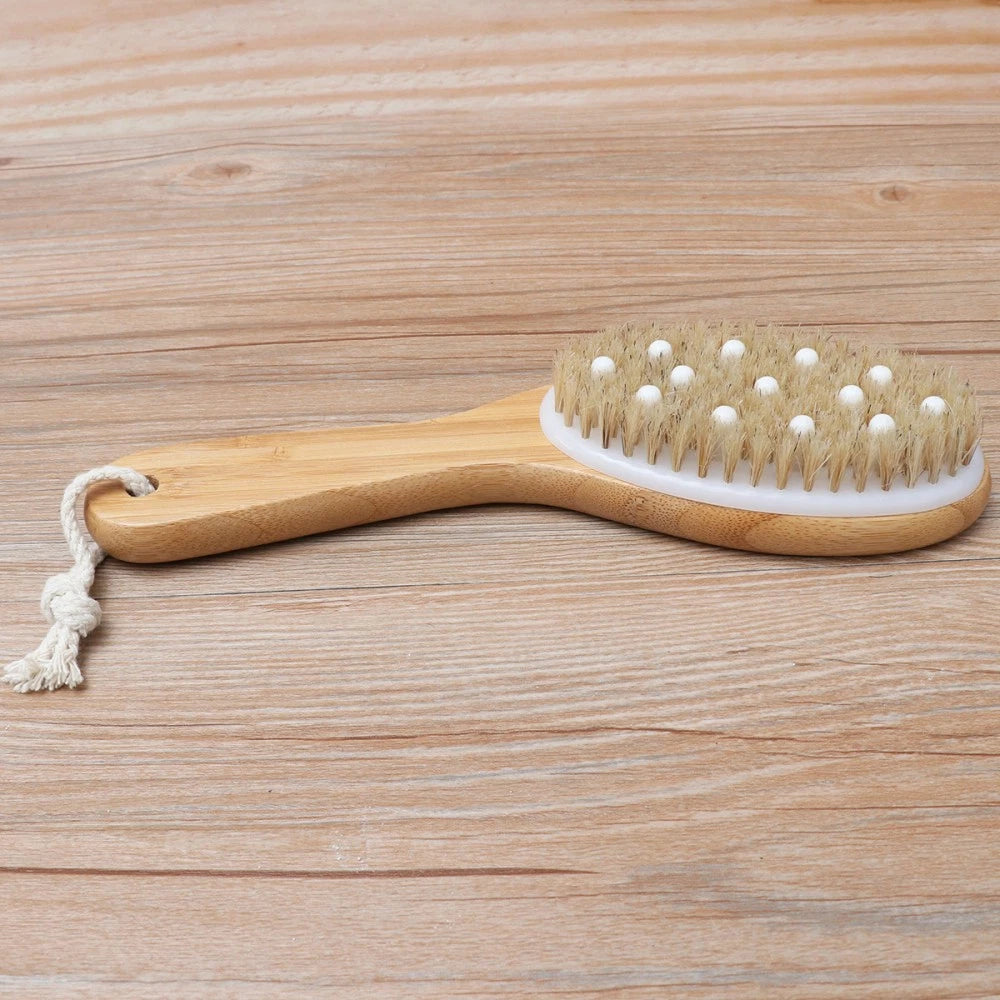 Soft Bead Massage Brush Shower Bath Wash Exfoliating Tool with Handle