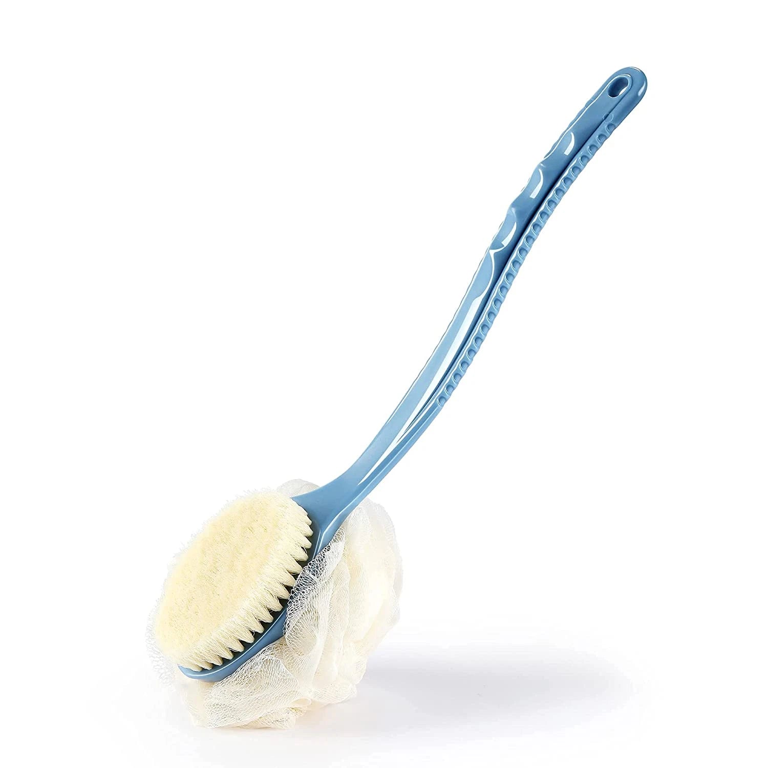 Shower Body Brush with Bristles and Loofah,Back Scrubber Bath Mesh Sponge with C