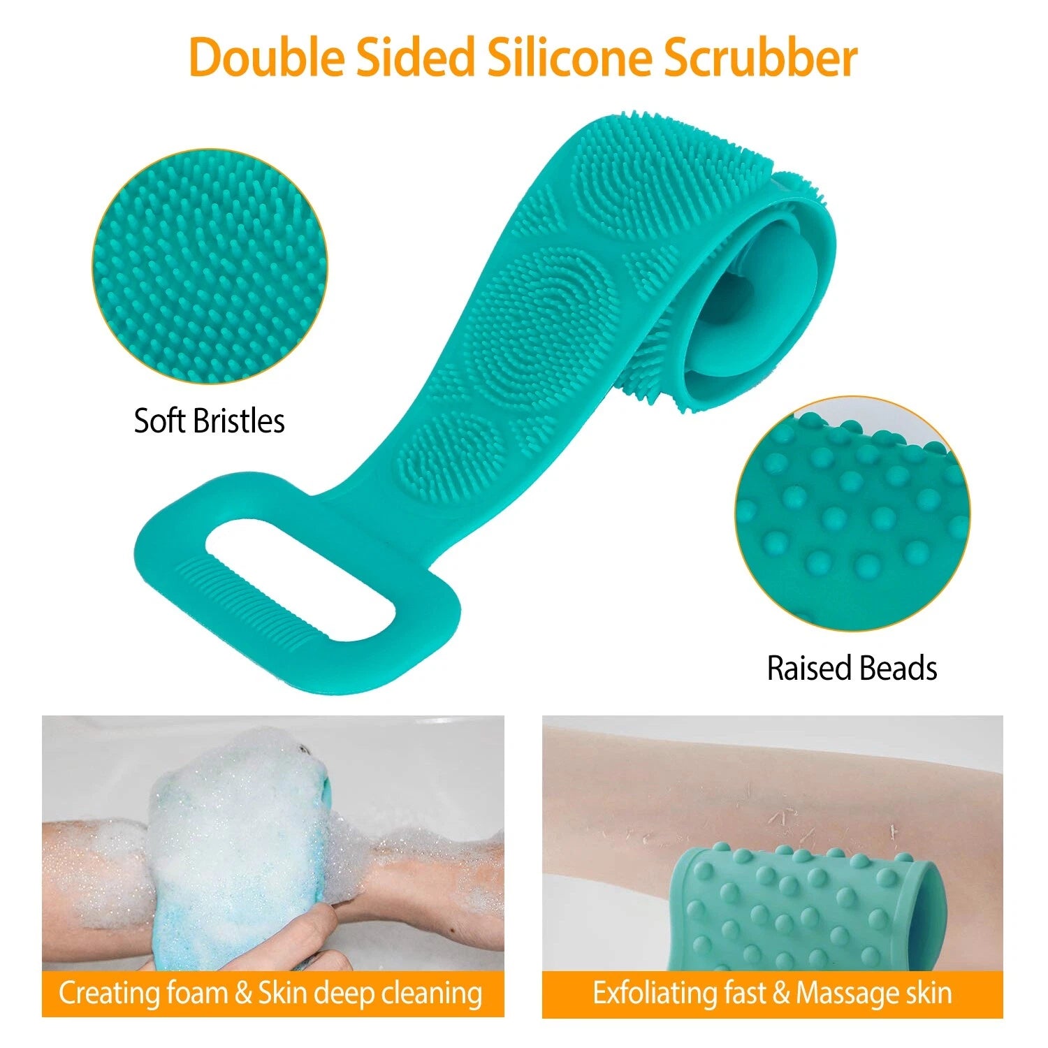 Silicone Body Scrubber Shower Bath Body Brush for Men Women Washer Exfoliating
