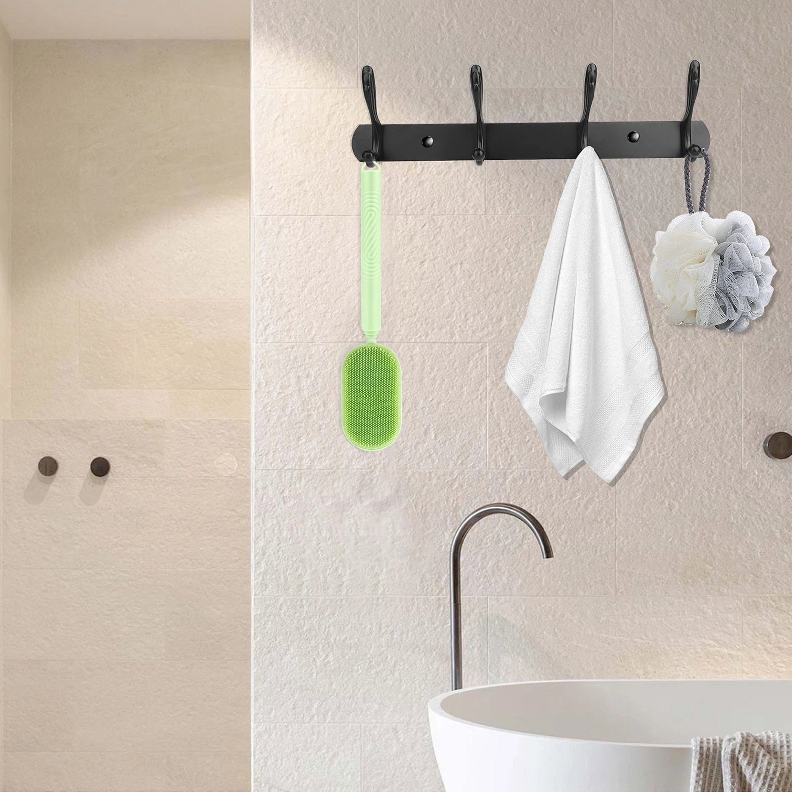 Telescopic Rotating Bath Brush Back Scrubber Long Handle Shower Body Exfoliator