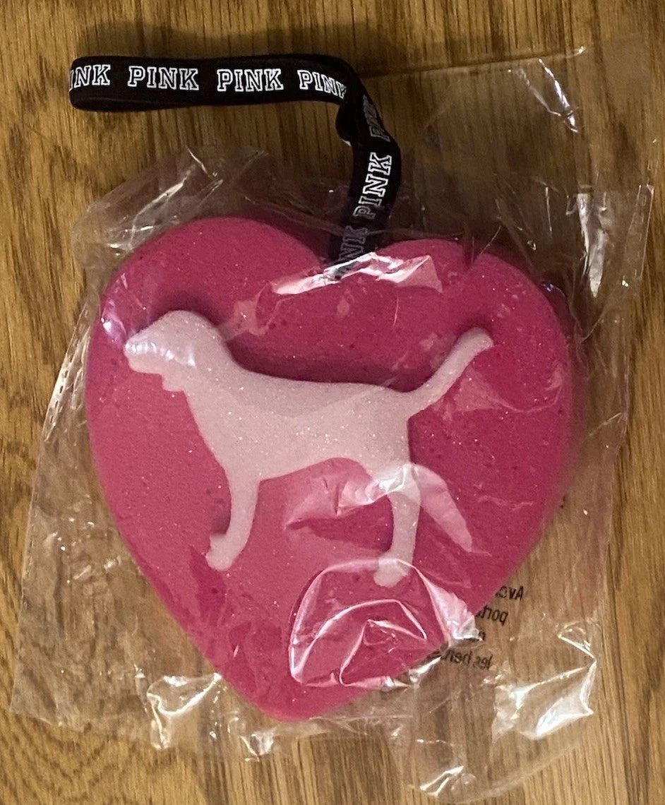 Victoria Secret Pink Heart Shaped Sponge Dog Logo Loofa