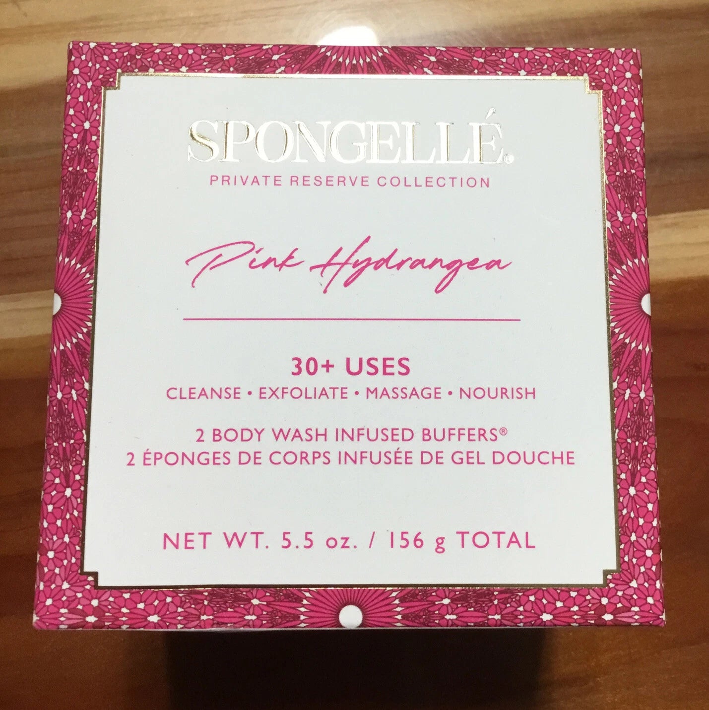 Spongelle PINK HYDRANGEA DUO Flower (Set Of 2) Infused Sponge Bath Buffer 5.5oz