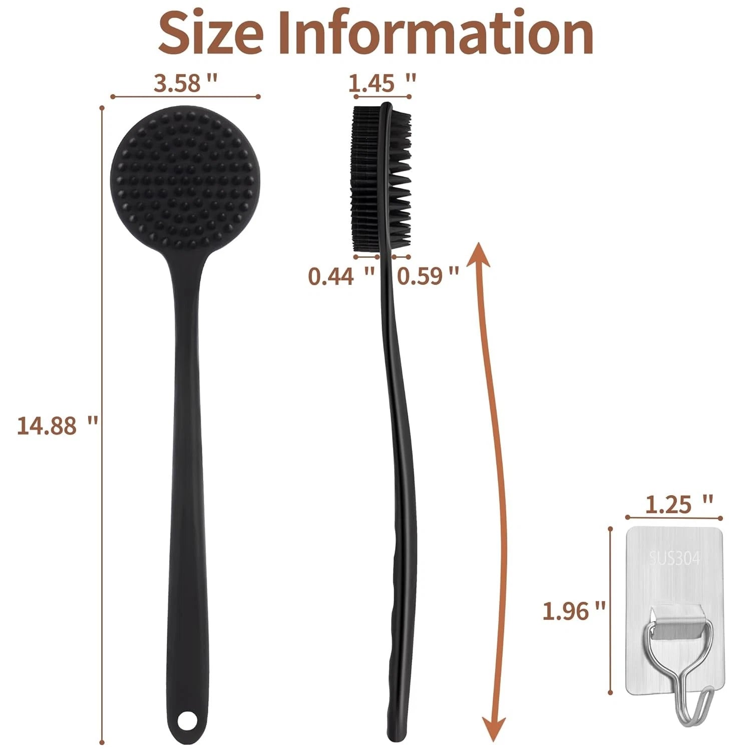 Women Back Massage Exfoliating Body for Silicone Shower Scrubber with Long Handl