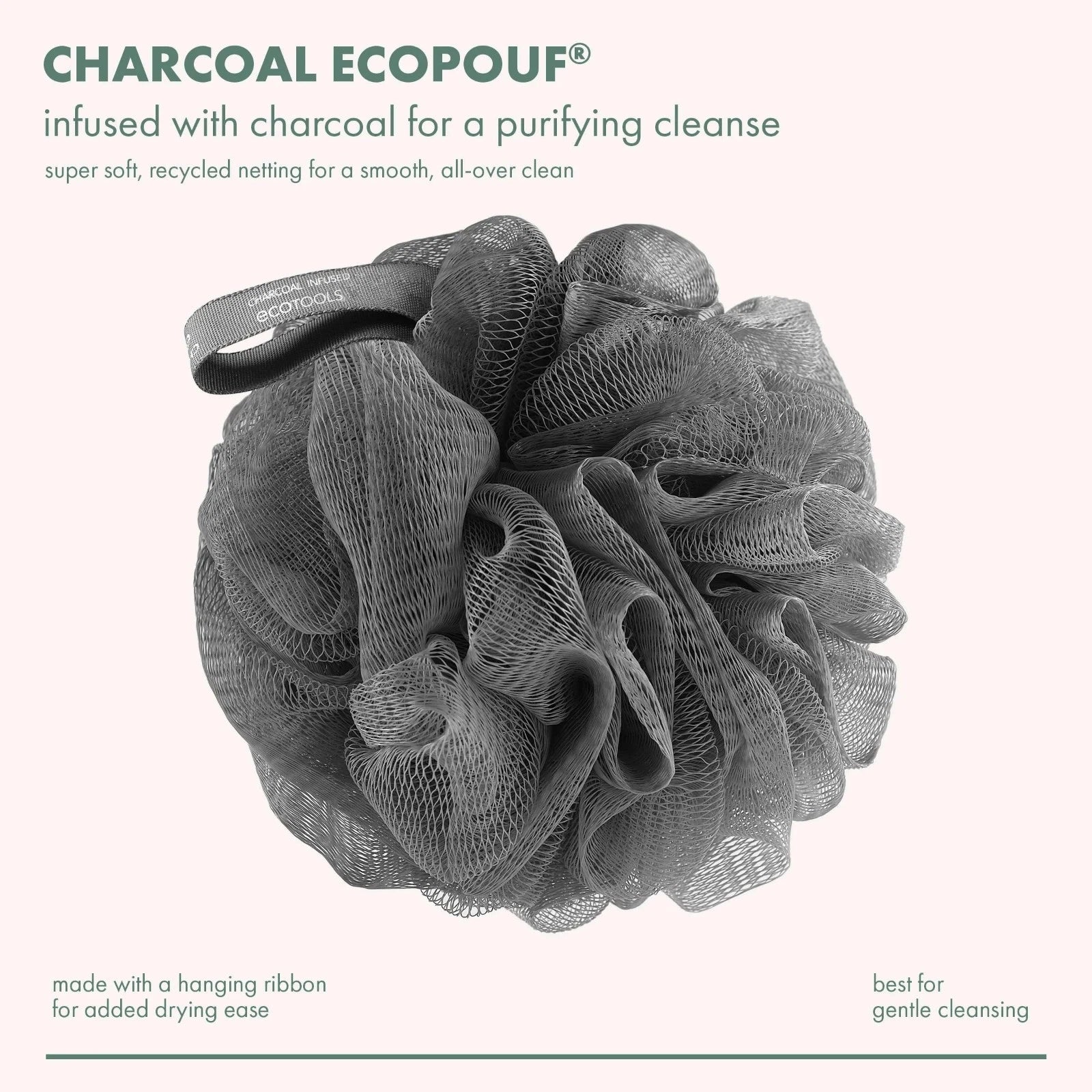 EcoTools Charcoal Bath Sponge, Black Loofah for Body Cleansing & Exfoliating, fo