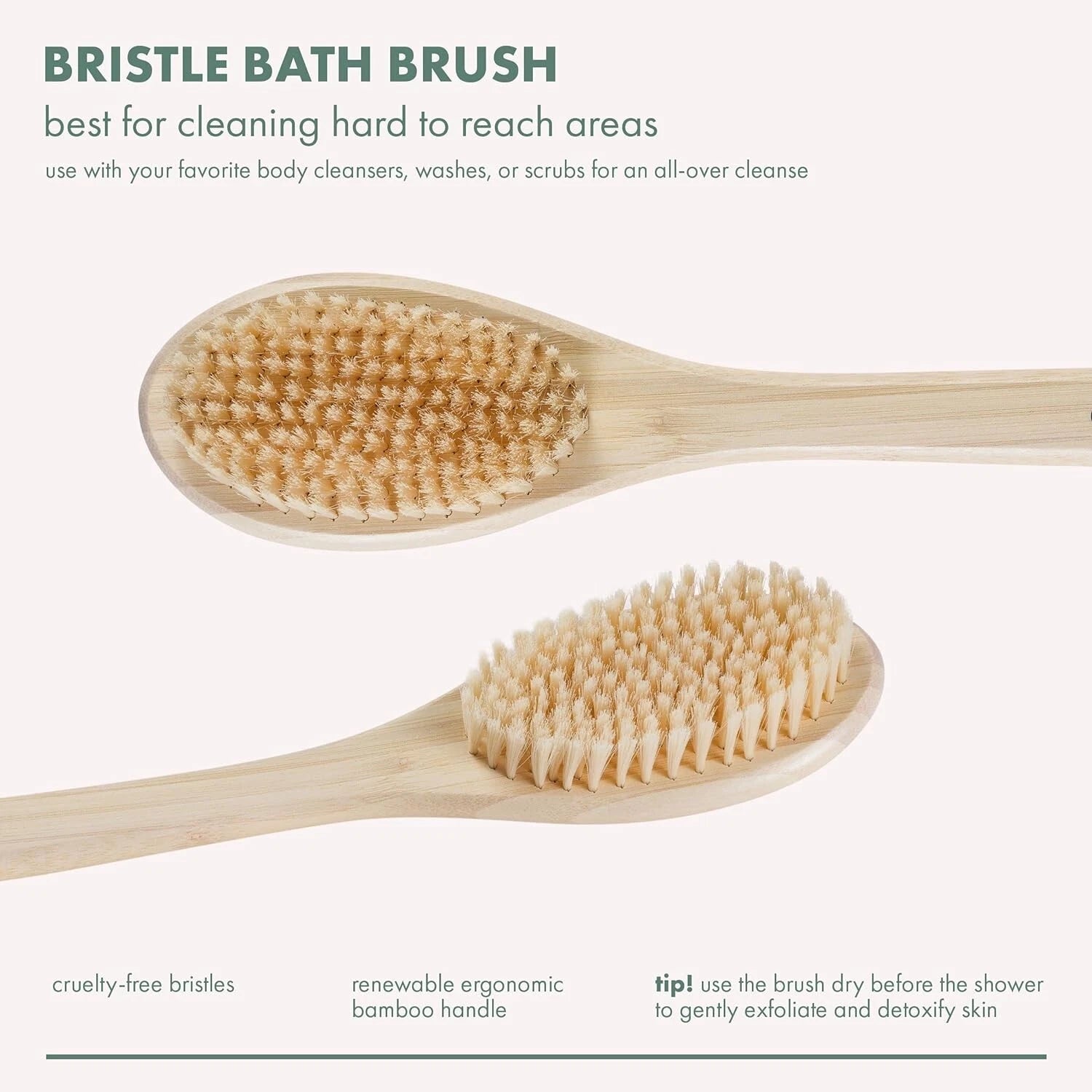 Soft Bristle Bath Brush Long Handle Shower Gentle Exfoliating for Back and Body