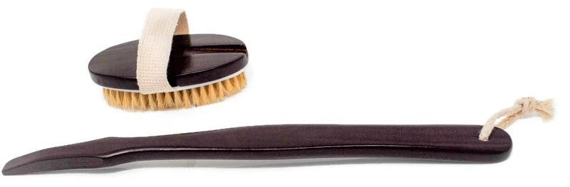 Wooden Bath Shower Brush With Removable Handle, Long Handle Back Scrubber