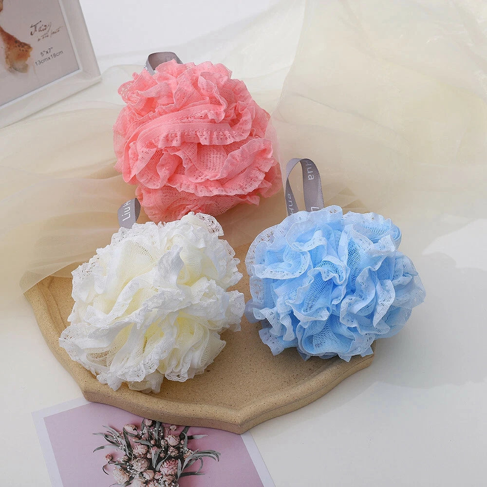 NEW Exfoliating Body Scrubber Sponge Flower Brush Puff Bath Loofah Mesh Shower