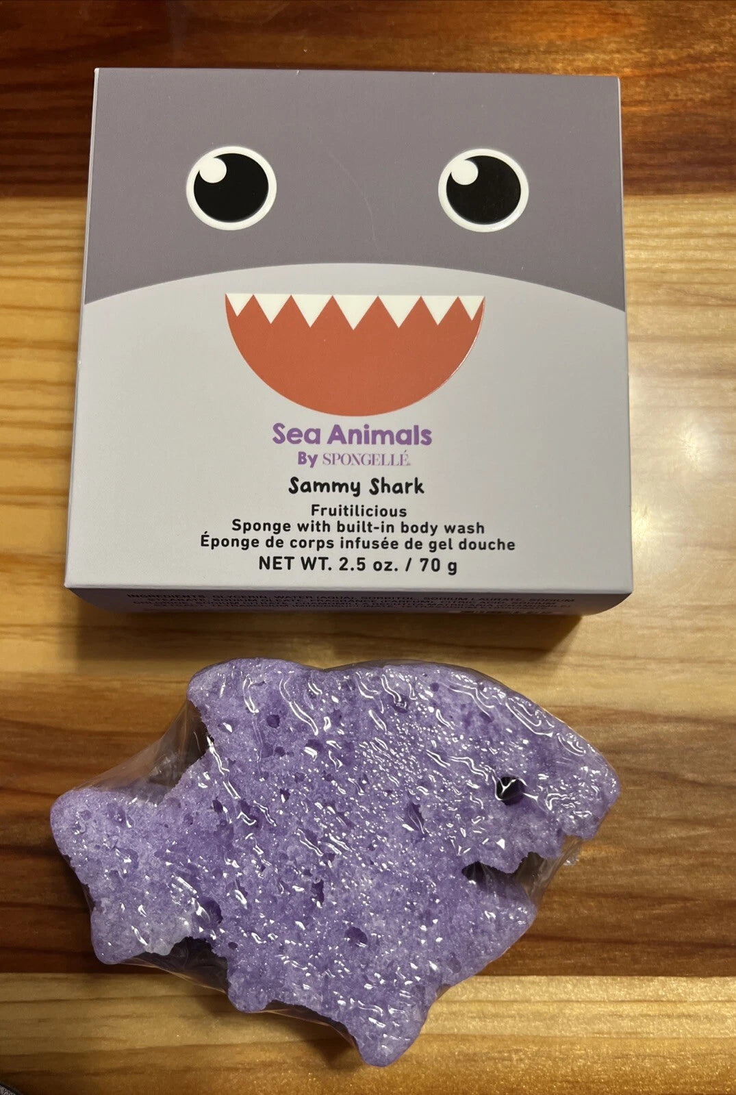 Spongelle Sea Animals ~ SAMMY SHARK Infused Bath Body Wash Sponge Buffer 2.5oz