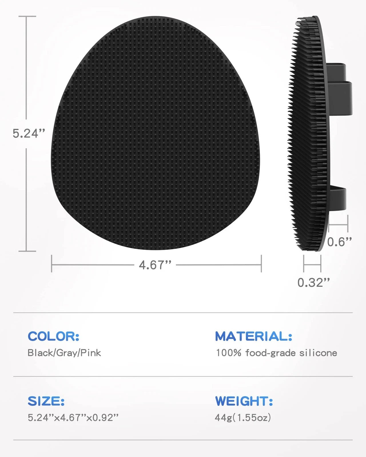 Silicone Back Scrubber(Thick Bristles) & Soft Bath Glove Set, Super-Exfoliati...