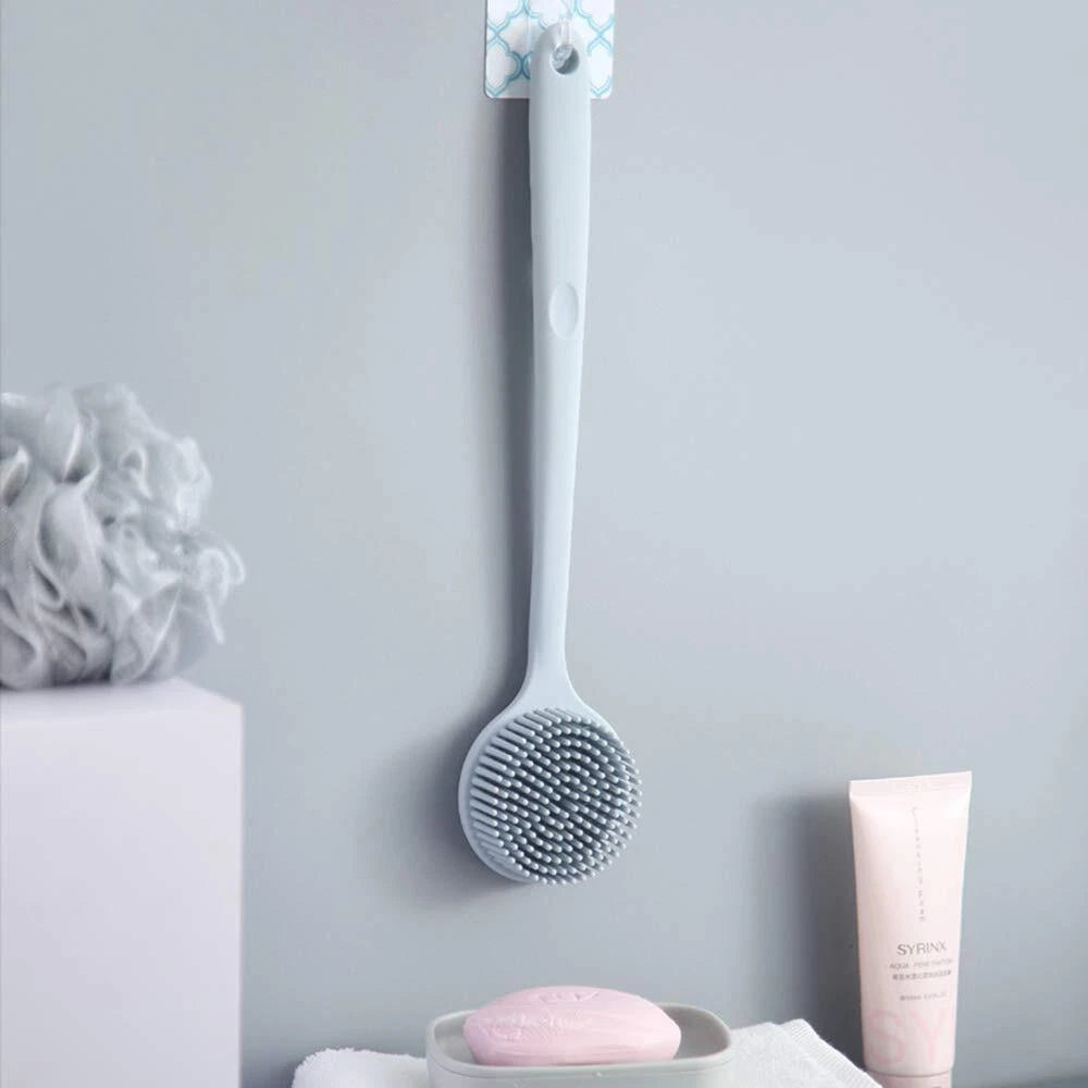 Silicone Back Scrubber Long Handle Soft Bristles Bath Brush With Massage Beads B