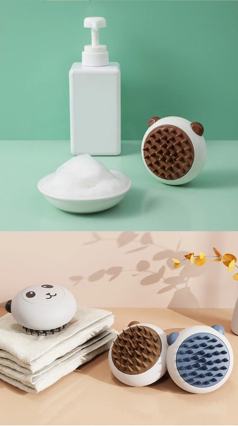 NEW Silicone Pet Bath Brush Soft Bristled Cat & Dog Shower Massage Brush Panda.