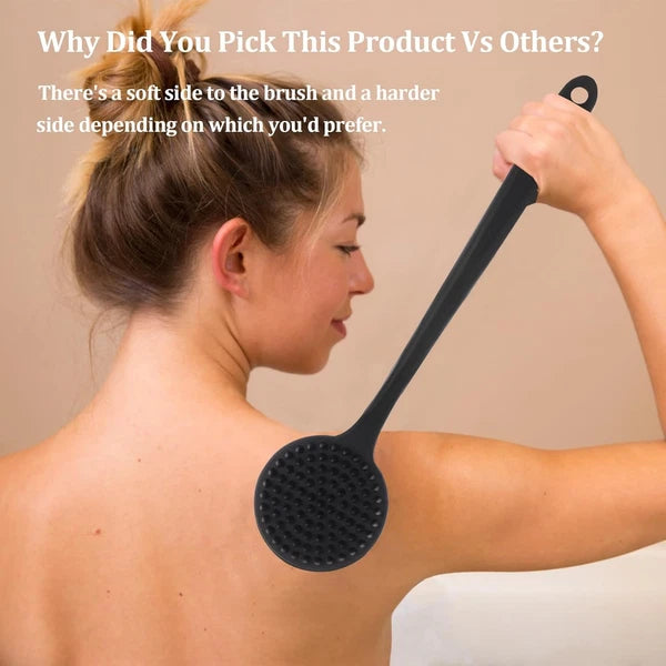 Women Back Massage Exfoliating Body for Silicone Shower Scrubber with Long Handl