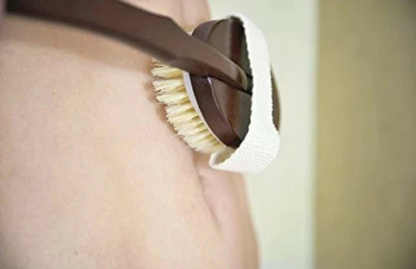 Wooden Bath Shower Brush With Removable Handle, Long Handle Back Scrubber