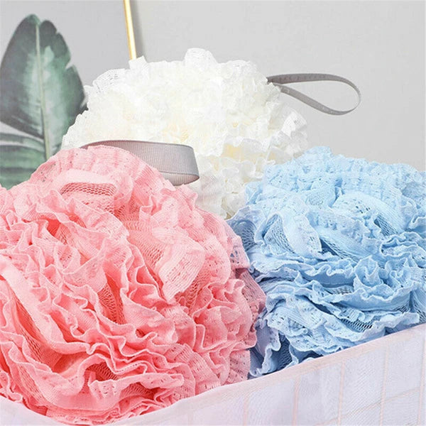 NEW Exfoliating Body Scrubber Sponge Flower Brush Puff Bath Loofah Mesh Shower
