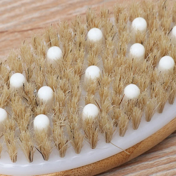 Soft Bead Massage Brush Shower Bath Wash Exfoliating Tool with Handle