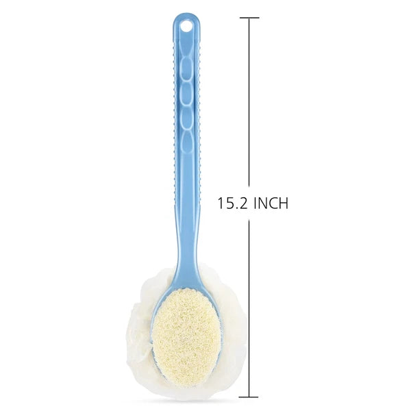 Shower Body Brush with Bristles and Loofah,Back Scrubber Bath Mesh Sponge with C