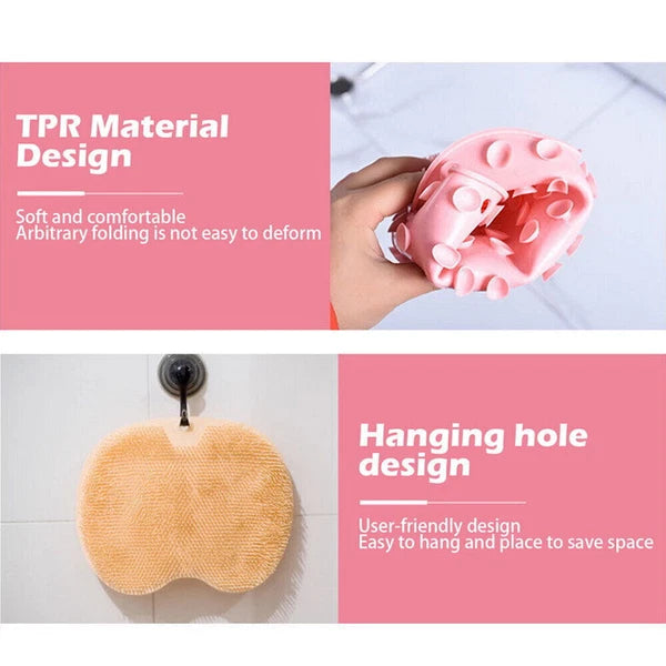 Silicone Wall Mounted Back Scrubber Bath Massage Cushion Brush with Suction Cups