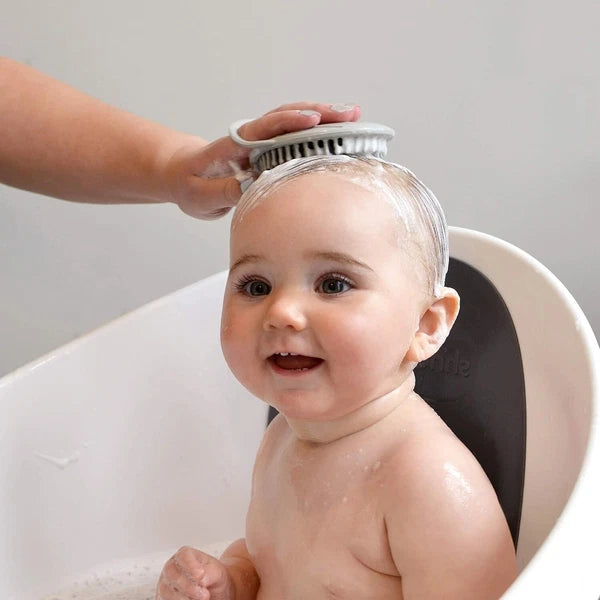 Shnuggle Baby Bath Brush | Soft Brush Helps To Massage Away Cradle Cap - Grey
