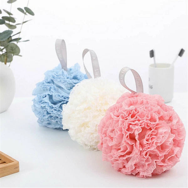 NEW Exfoliating Body Scrubber Sponge Flower Brush Puff Bath Loofah Mesh Shower