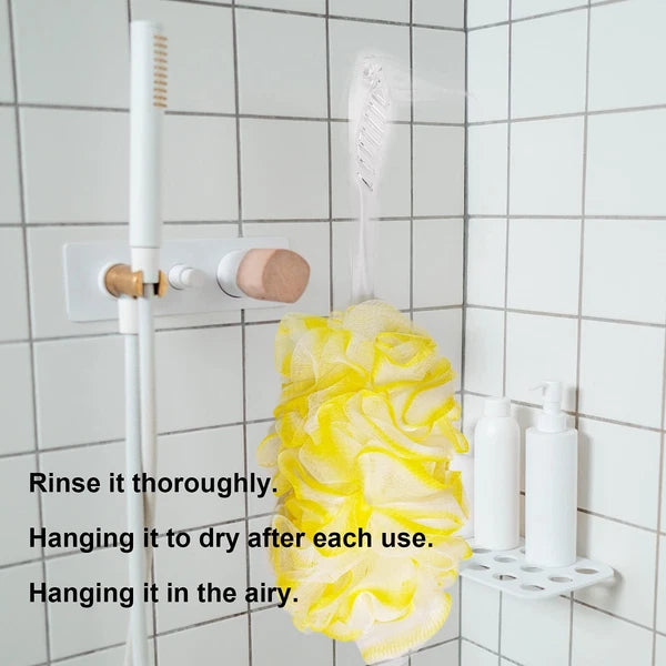 PPHAO - Back Bath Brush - Long Handle Shower Scrubber - Yellow Loofah Exfolia...