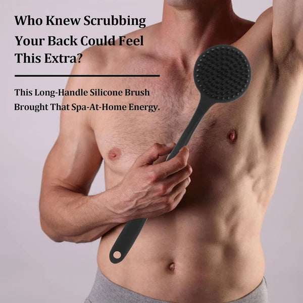 Women Back Massage Exfoliating Body for Silicone Shower Scrubber with Long Handl