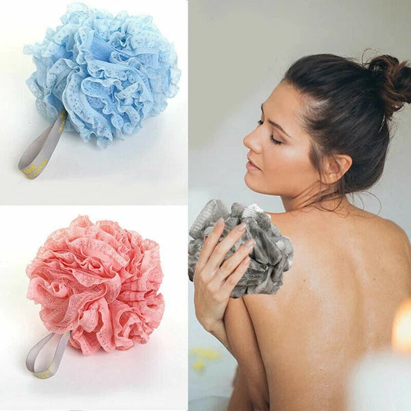 NEW Exfoliating Body Scrubber Sponge Flower Brush Puff Bath Loofah Mesh Shower