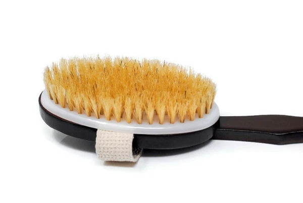 Wooden Bath Shower Brush With Removable Handle, Long Handle Back Scrubber