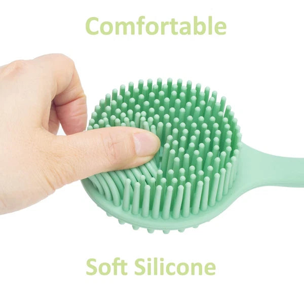 Silicone Back Scrubber Long Handle Soft Bristles Bath Brush With Massage Beads B