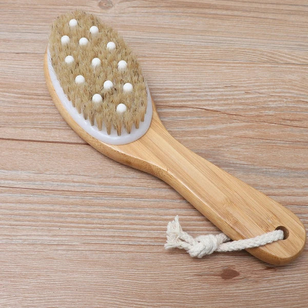 Soft Bead Massage Brush Shower Bath Wash Exfoliating Tool with Handle