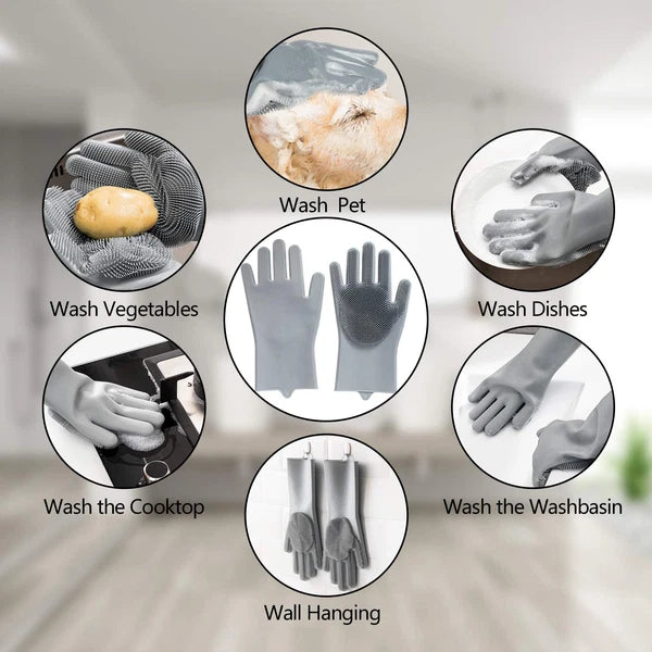 Pet Grooming Gloves - Gentle Dog Bathing Shampoo Brush - Massage Mitt with Enhan