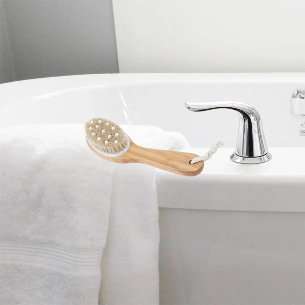 Soft Bead Massage Brush Shower Bath Wash Exfoliating Tool with Handle